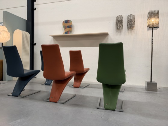6 Rolf Benz 7800 Dining chairs green Orange Blue, Leather (photo 7 of 11)