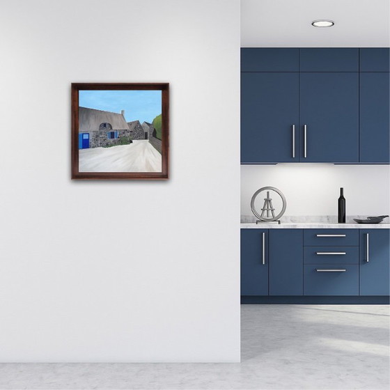 Image 1 of Öl auf bespanntem Keilrahmen. Format 50x50cm. Schwarzer amerikanischer Kasten.