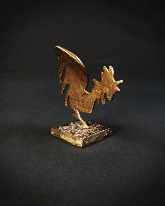 Image 1 of Yves Lohé "Cocorico" sujeto zoomorfo en bronce con pátina dorada de los años 90