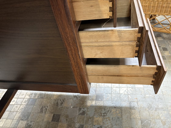 Image 1 of Vintage massief eiken bureau, 6 lades 