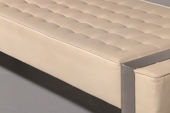 Image 1 of Lederen bank met chromen onderstel, afkomstig uit Duitsland, 1980.