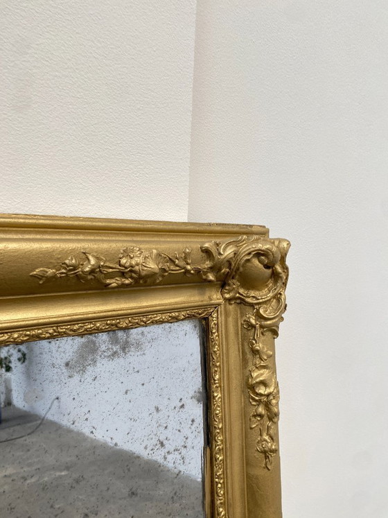 Image 1 of Stuccoed and gilded wooden mirror, 110cm high, 19th century, France