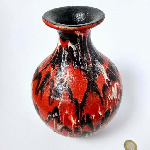 Stunning Vintage Handmade German Art Pottery | Handpainted Colorful Ceramic Vase From Germany