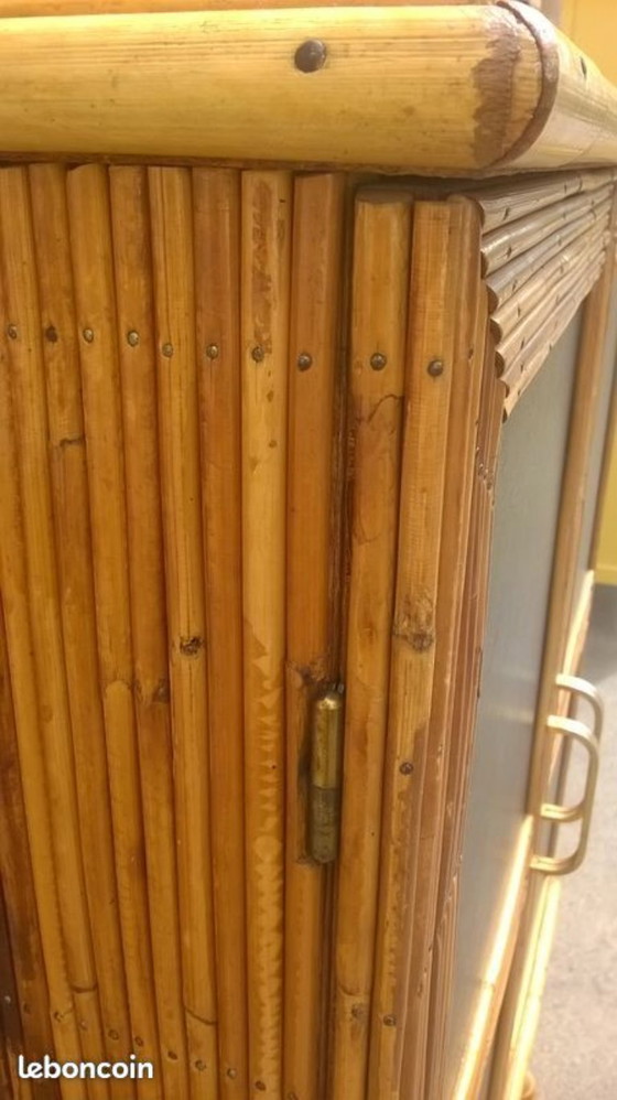 Image 1 of Two-door rattan sideboard in the Audoux Minet style