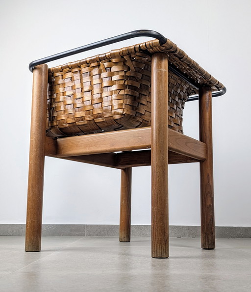 Kunsthandwerklich geflochtener Stuhl aus Kastanienholz von Longinos, Nationaler Handwerkspreis, Spanien 1980er Jahre