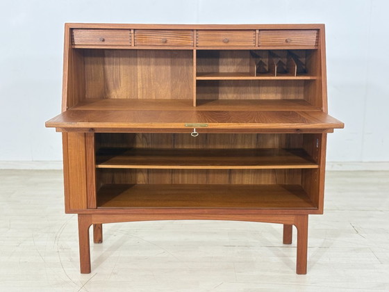 Secrétaire danois design milieu du XXe siècle / Bureau en teck / Bureau années 1960 / Secrétaire danois en (photo 4 of 17)