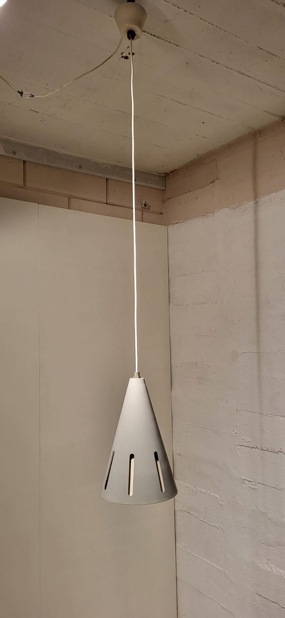 Hala Zeist H.Th.J.A. Busquet Conical Pendant lamp, 1950s, Metal, Grey, Vintage (photo 6 of 11)