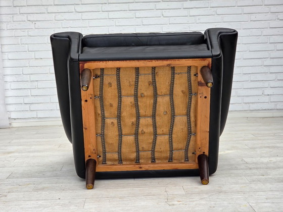 Image 1 of Dänischer Hochlehner-Sessel von Aage Christensen aus den 1960er Jahren, Möbelleder.