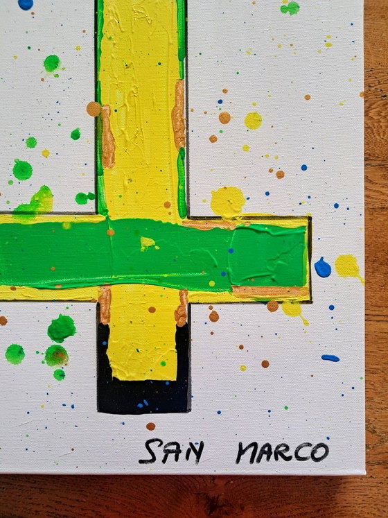 Enzo SAN MARCO - Ordo Ab Chao 2 - Artist's Painting, Paintings & Drawings, Canvas, Red, Abstract (photo 8 of 14)