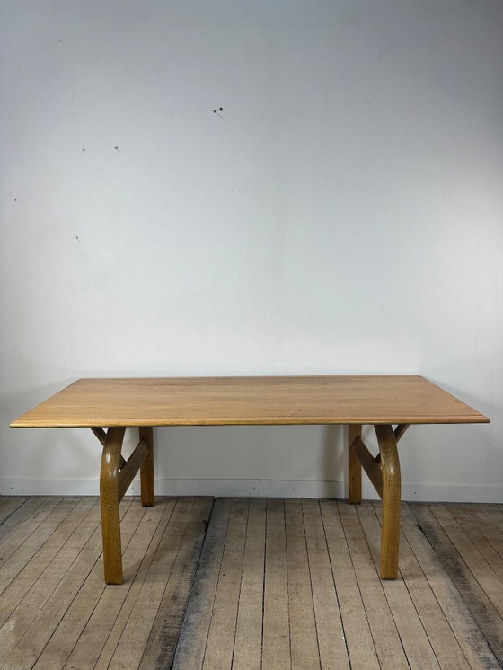 Image 1 of Ensemble Table + 6 chaises en orme et chrome vintage 1980