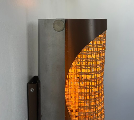 Image 1 of Pair of vintage sconces, cane and chrome, France 1970