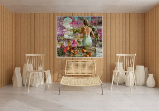 Original Oil Painting Abstract Figurative Girl Memories – schilderijen tekeningen, Canvas (photo 2 of 13)