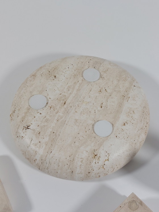 Image 1 of Tovaglietta vintage di design di metà secolo, portafrutta, posacenere, candeliere, scatola, travertino, Italia