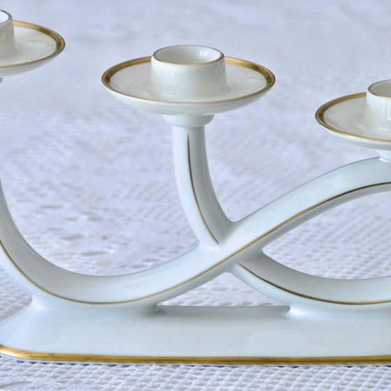 Image 1 of Beierse porseleinen kandelaar Gesigneerd Edelstein