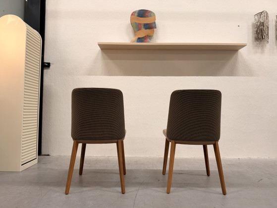 2 Montis Back me Up Chaises de salle à manger cuir marron tissu vert, Autre, Multicolore (photo 4 sur 9)