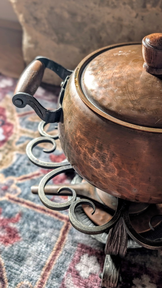 Image 1 of Set da fonduta NELSI in rame martellato, Souillac, Francia