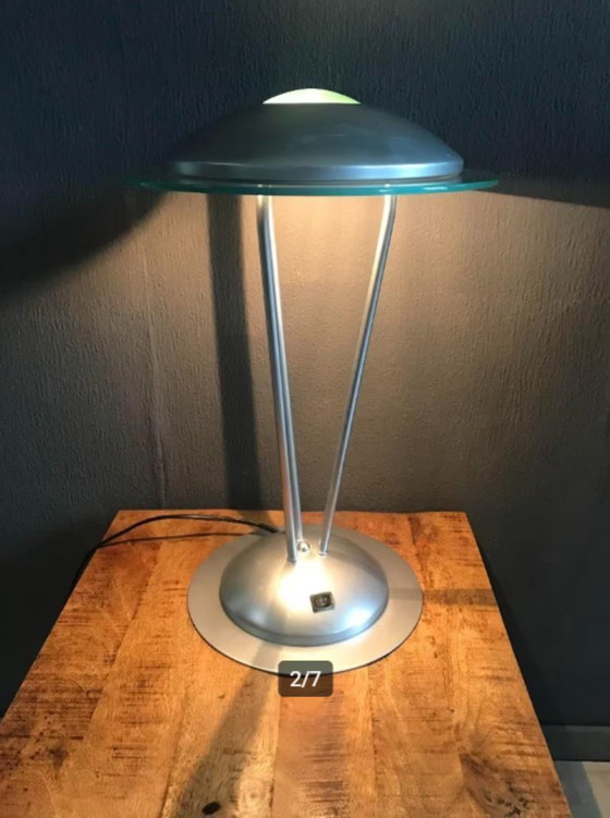 Image 1 of Vintage UFO Table Lamp 1980s Metallic Silver - Space Age