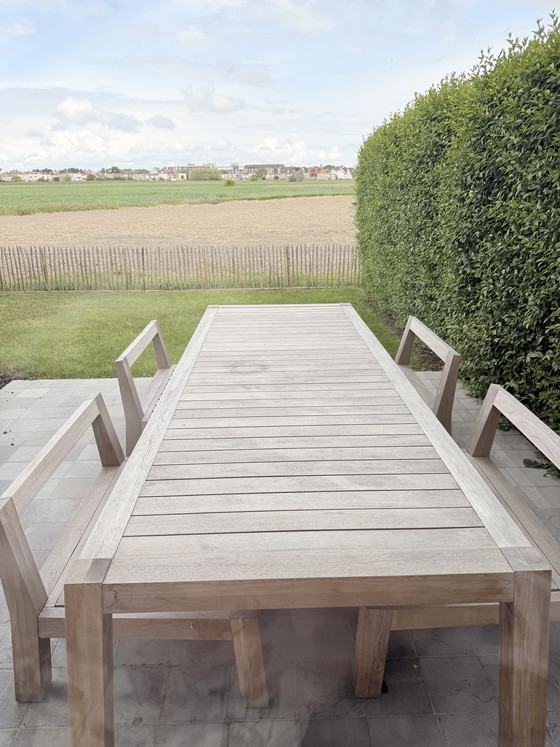 Image 1 of Ensemble de salle à manger basse Piet Boon – table en teck + coussins gris foncé