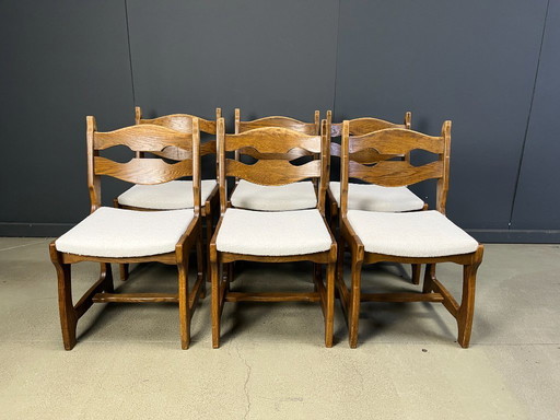 Sedie da pranzo brutaliste vintage, set di 6 - anni '60