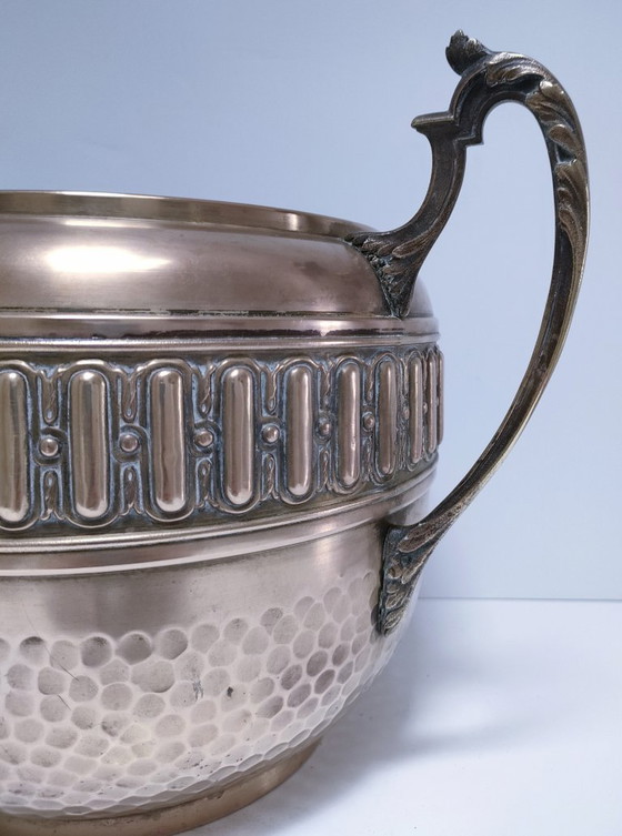 Image 1 of large stamped brass plant pot