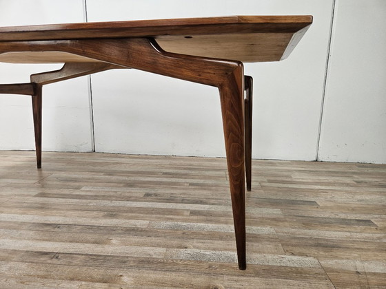 1950s wooden dining table with mirrored top (photo 9 of 15)