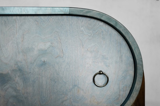 Image 1 of Vintage Mid-Century Modern Italian Turquoise Streamline Sideboard in Birch, 1960s