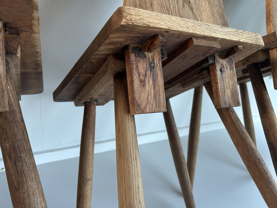 Image 1 of Set of four oak farm chairs