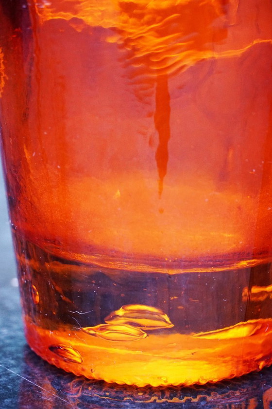 Image 1 of XXL Amber Glass Art Vase - Mid-Century Modern