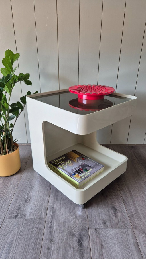 Stijlvolle Jaren '70 Space Age Bijzettafel – Wood, Plastic