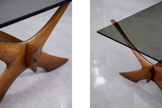 Image 1 of Vintage Mid-Century Scandinavian Modern Glass & Walnut Condor Coffee Table by Fredrik Schriever-Abeln for Örebro Glass, 1960s