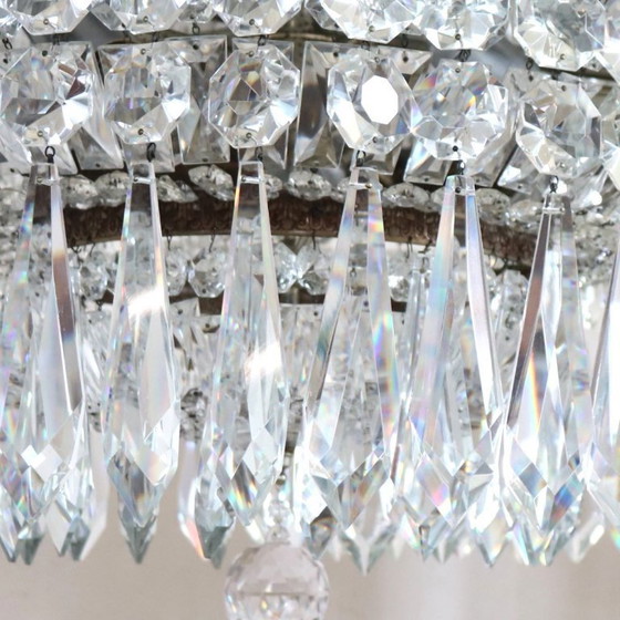 Image 1 of Spectacular Chandeliers with Large Crystal Drops, Italy Early 20th Century