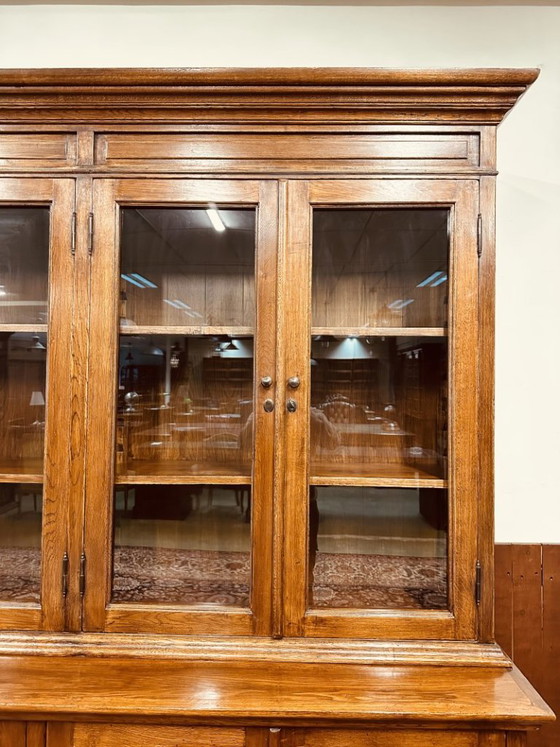 Eichholtz Oak Wood Bookcase Cabinet – Glass, Metal (photo 10 of 20)
