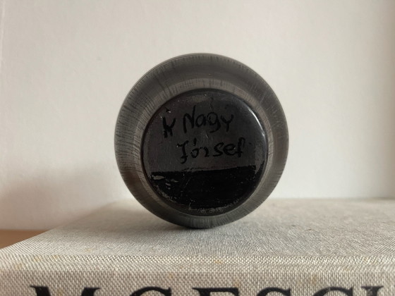 Nádudvari ceramic Vase, K. Nagy József (Hungary), Black (photo 2 of 5)