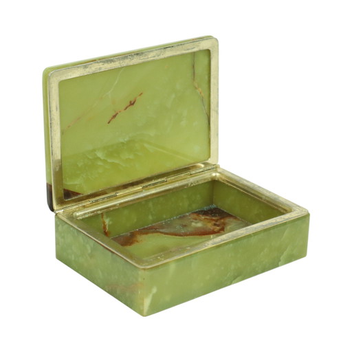 Vintage Jewelry Smoking Box Green Marble