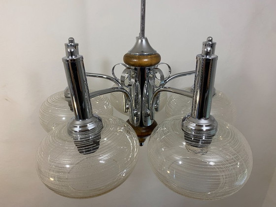 Vintage EMI Poljčane 5-Light Sputnik Chandelier, 1980s – Chrome, Glass (photo 12 of 16)