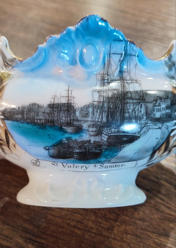 Image 1 of Par de cuencos antiguos de loza "St-Valery-sur-Somme" 1930