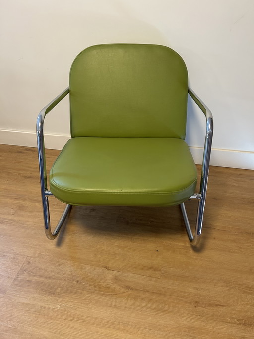 Vintage Schaukelstühle aus verchromtem Kunstleder – schommelstoelen, Metal, Chrome (photo 2 of 9)