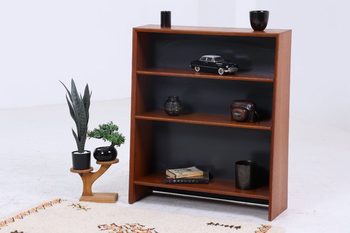 Small vintage teak bookcase | Mid - Century shelf | 60s retro wood storage #07-53