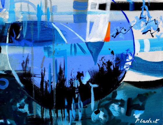 Zwei Schwesternmonde, Gemälde & Zeichnungen, Leinwand, Andere, Blau, Abstract (Foto 4 von 5)