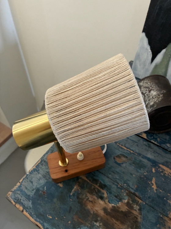Vintage pendant lamp, sisal and teak. – OMI, Wall lights, Textile, Wood (photo 9 of 14)