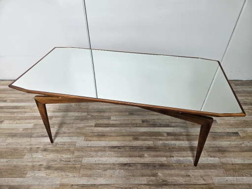 1950s wooden dining table with mirrored top – eettafels (photo 2 of 15)