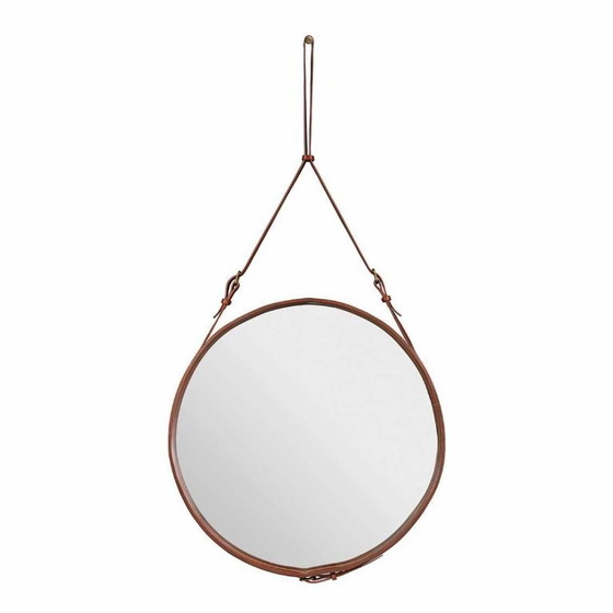 Image 1 of Specchio GUBI Ø70 cm Jacques Adnet pelle marrone chiaro