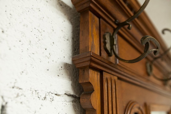 Image 1 of Vestiaire Napoléon III en noyer fin 19e, 3 miroirs, marbre