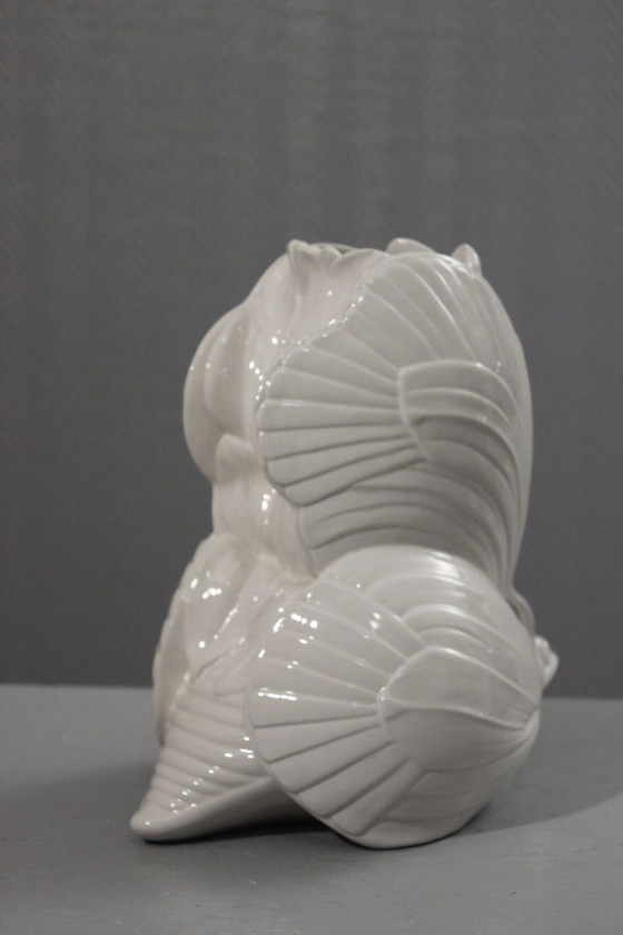 Image 1 of Large vintage ceramic vase with a dreamlike snail and butterfly design, Italy, 1970s