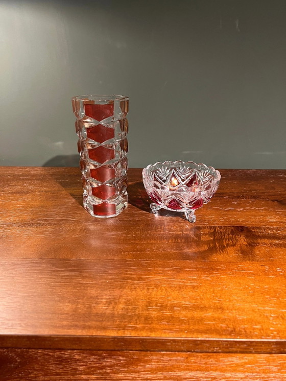 Juego de jarrones Solifleur rojo burdeos de Luminarc, fabricado en Francia en 1960, diseñado por J.G. (photo 8 of 10)