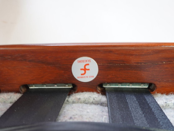 Image 1 of Illum Wikkelsoe teakhouten lounge stoel en kruk vintage design jaren 60