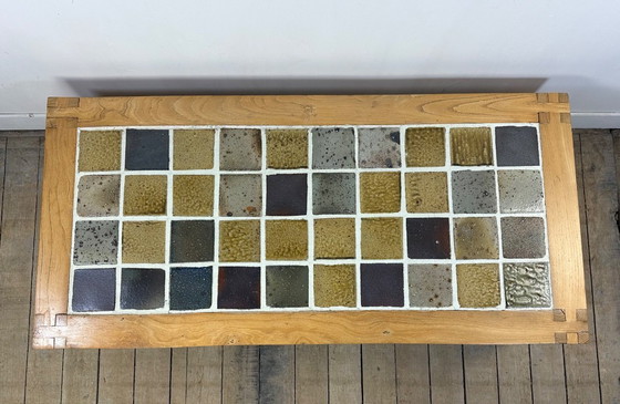 Image 1 of Coffee table in elm and stoneware, Maison Regain, 1970