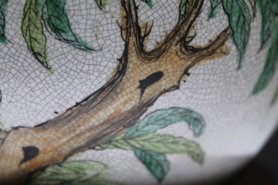 Image 1 of Vase bouteille en céramique chinoise à 9 pêches