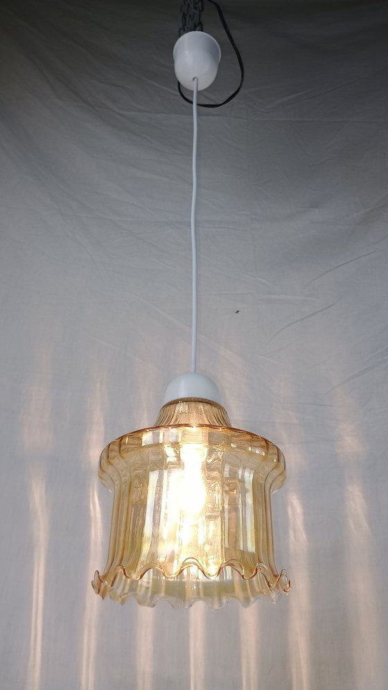 Image 1 of Venini Murano glazen hanglamp, Mid Century UFO, Space Age Atomic kroonluchter, vintage Italiaanse hanglamp, jaren 50