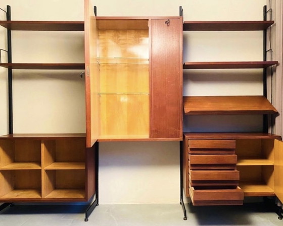 Image 1 of Sistema de estanterías y armarios con dibujo, Italia 1950,s